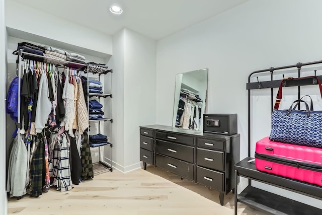 spacious closet with light wood-type flooring