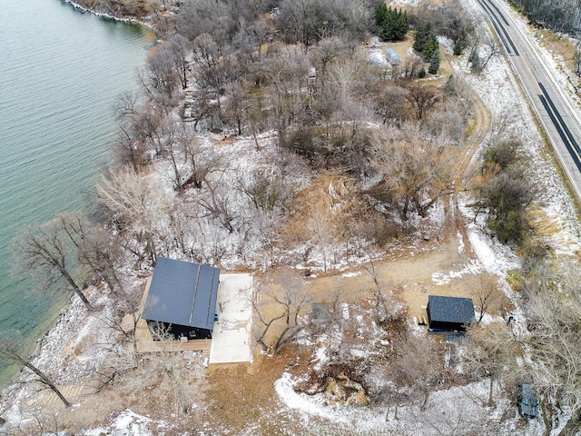 bird's eye view featuring a water view