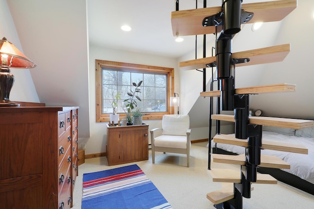 exercise room featuring recessed lighting and baseboards