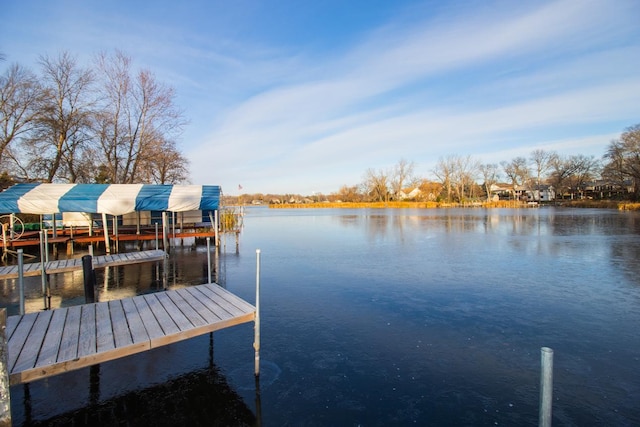 dock area featuring a water view