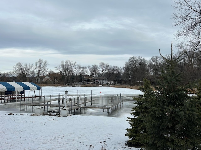 view of yard layered in snow