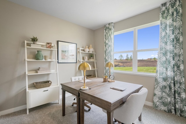 view of carpeted home office