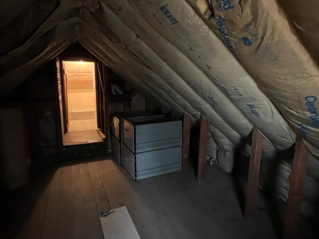 view of unfinished attic