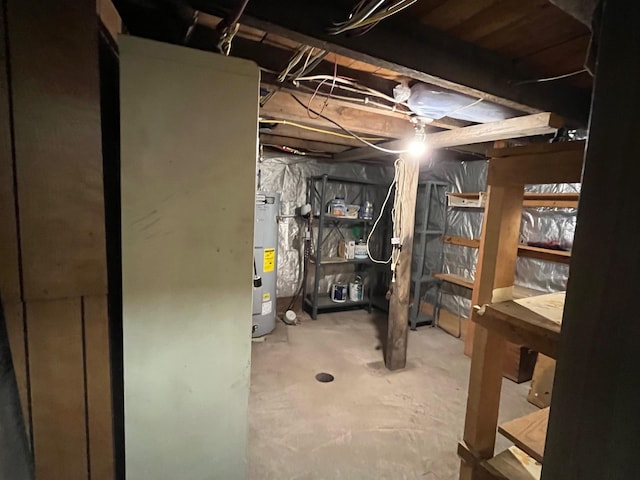 basement featuring water heater