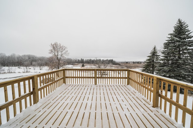 view of snow covered deck