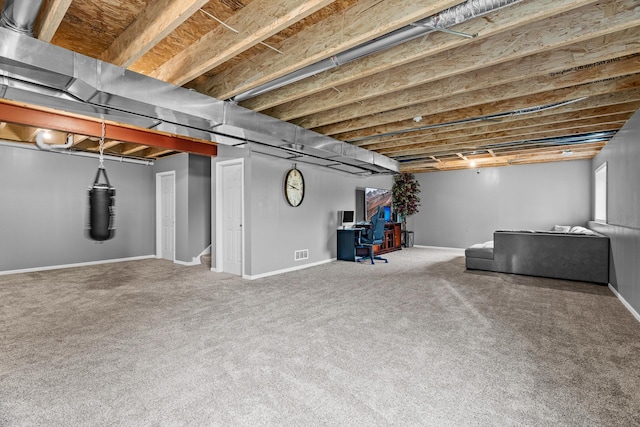 basement with carpet