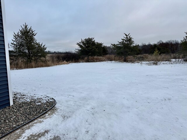 view of yard layered in snow