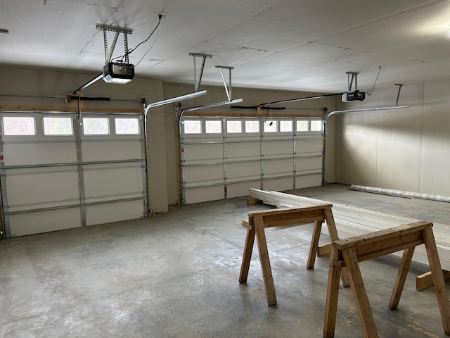 garage with a garage door opener