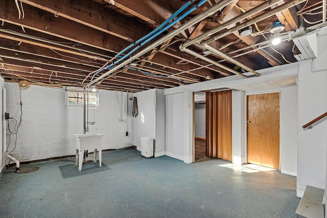 basement with sink