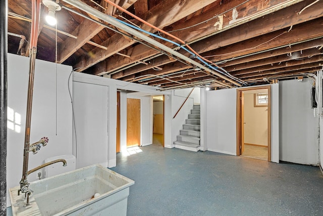 basement with sink