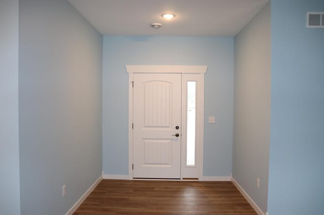 foyer entrance featuring dark wood-type flooring