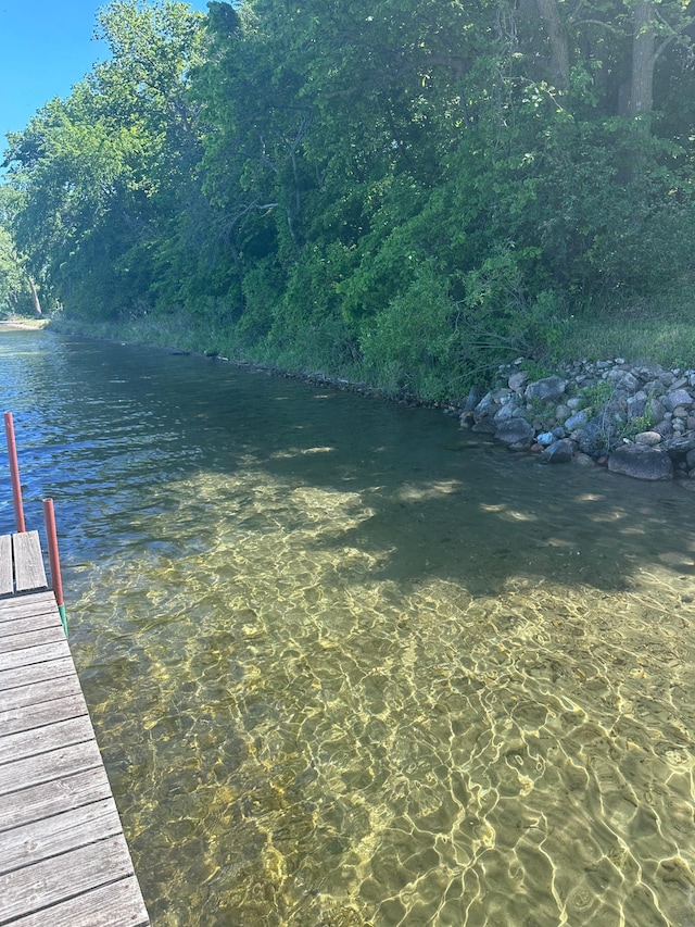 view of dock featuring a water view