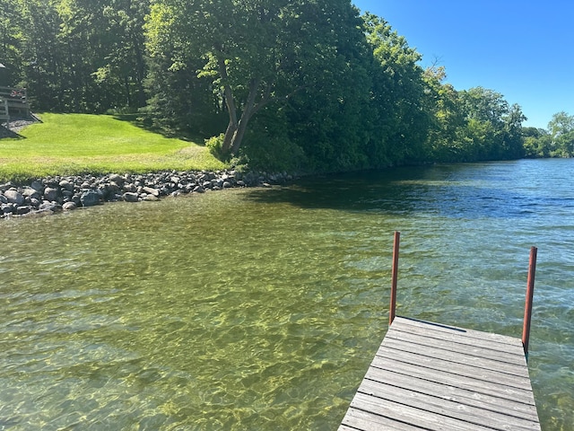 view of dock featuring a water view