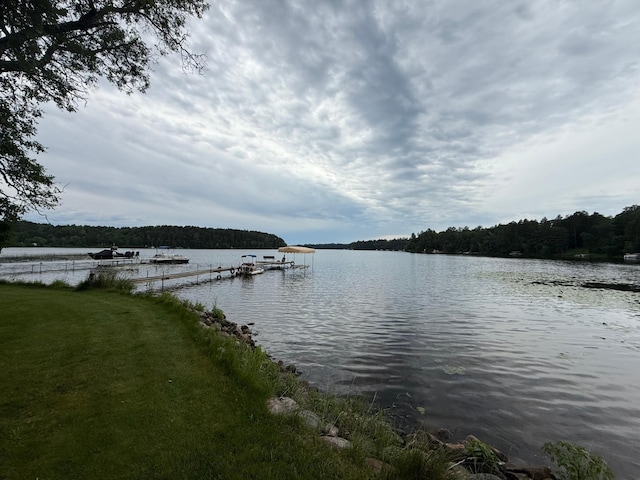 3929 County Road 17, Pequot Lakes, MN 56472 - water view featuring a dock and a forest
