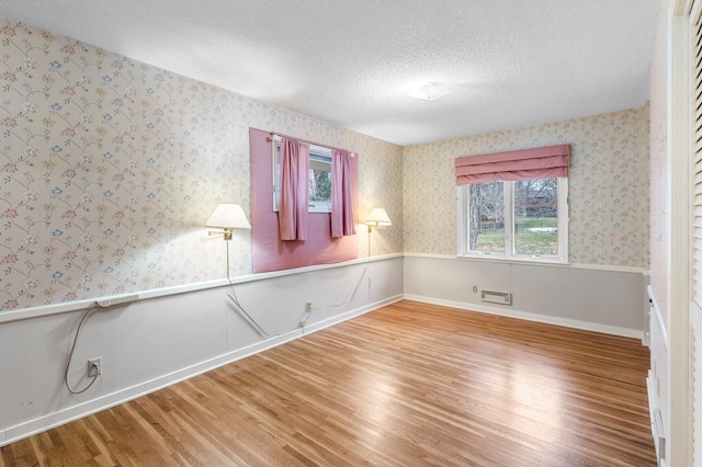 empty room featuring hardwood / wood-style floors and a textured ceiling