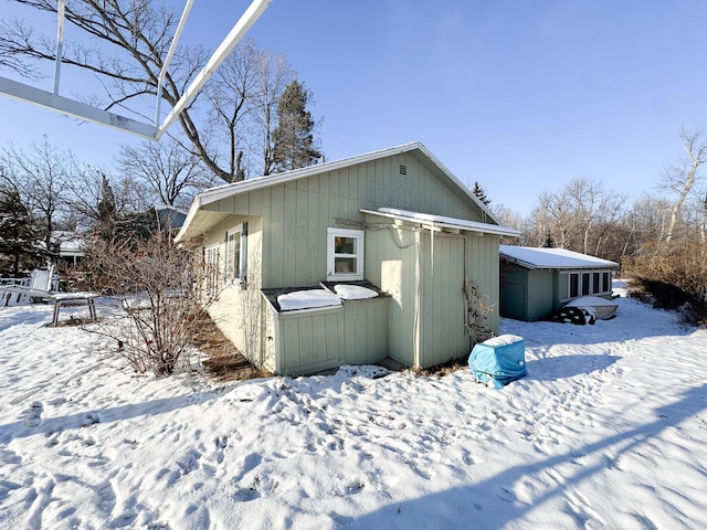 view of snow covered exterior