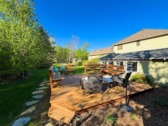 42536 Pleasure Park Rd, Ottertail, MN 56571 - wooden deck with a lawn