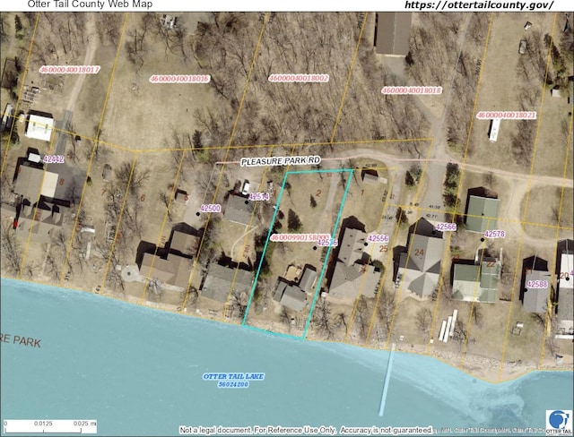 42536 Pleasure Park Rd, Ottertail, MN 56571 - aerial map of property and surrounding area with property boundaries highlighted