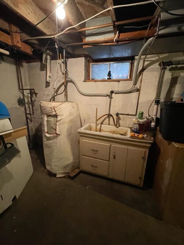 basement featuring sink