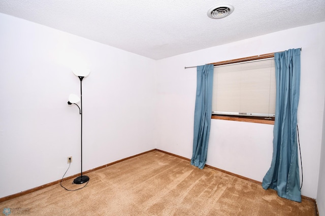 spare room with carpet and a textured ceiling