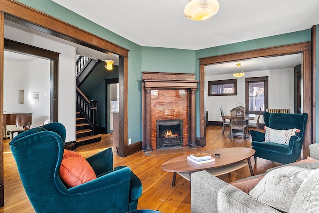 living room with hardwood / wood-style floors