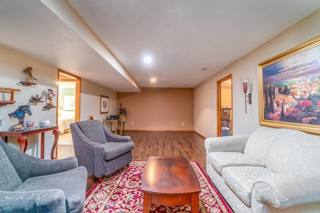 living room featuring wood-type flooring