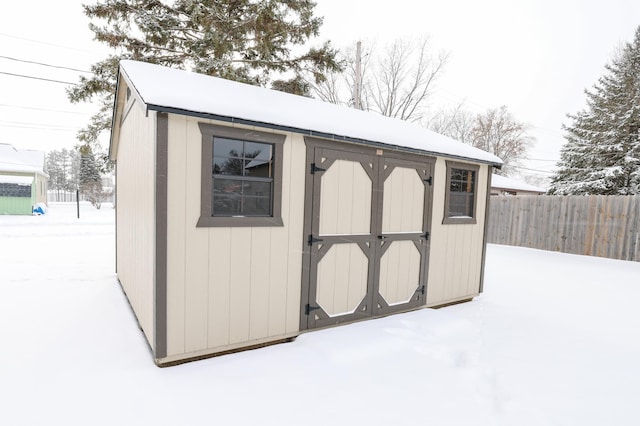 view of snow covered structure