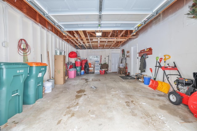 garage with a garage door opener