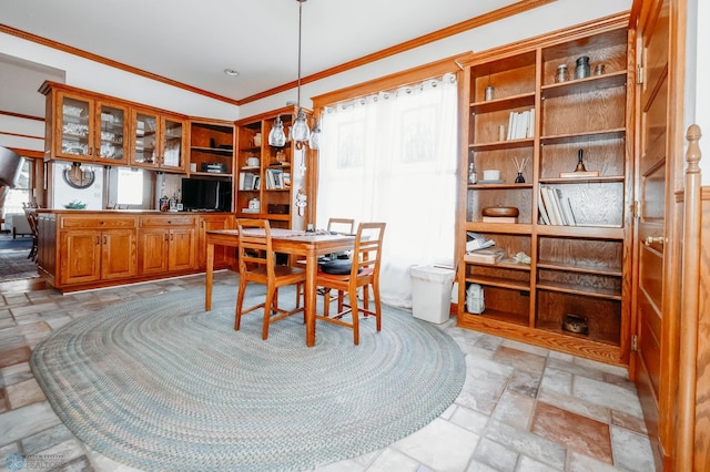 dining room with ornamental molding