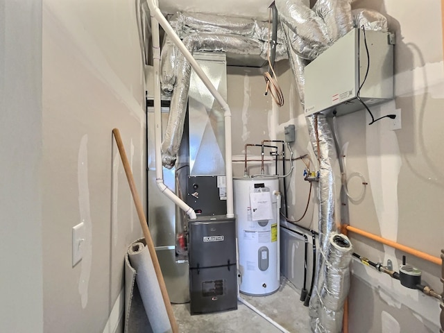 utility room with electric water heater