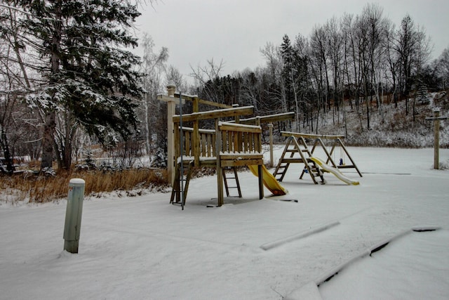 view of snow covered playground