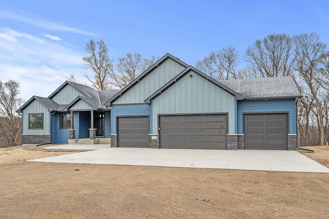 craftsman inspired home featuring a garage