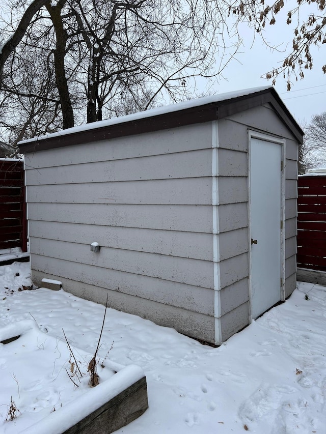 view of snow covered structure