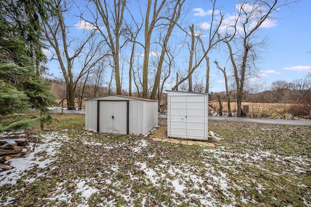 view of snow covered structure