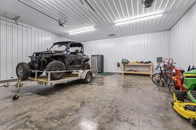 garage with a garage door opener