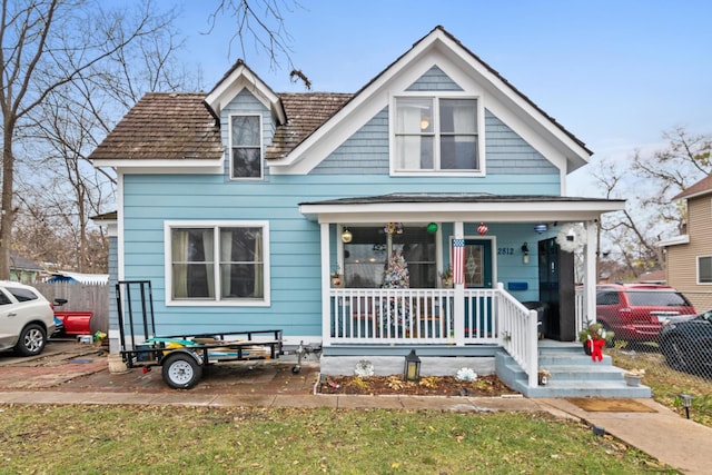 view of front facade featuring covered porch