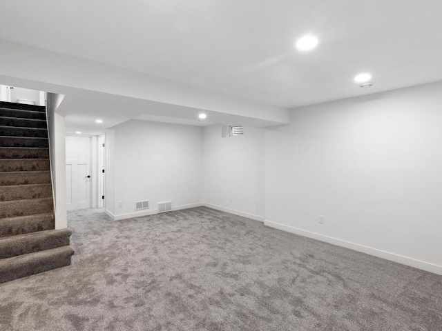 basement featuring carpet floors