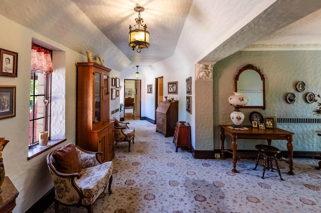 661 Market St, Winona, MN 55987 - sitting room featuring carpet and vaulted ceiling