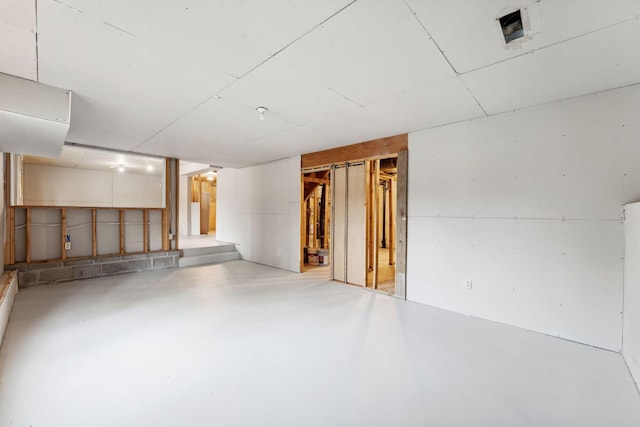 view of unfinished basement