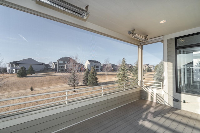 deck with a residential view