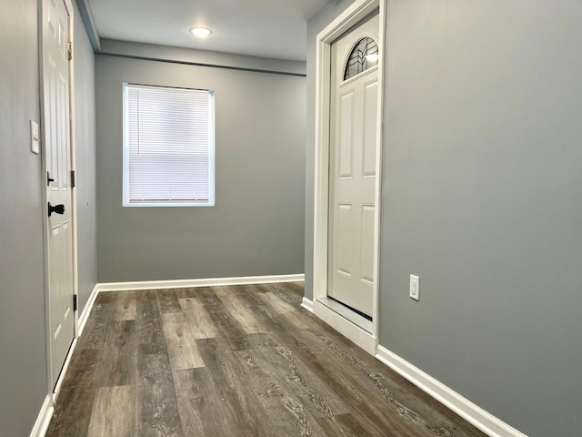 hallway featuring dark hardwood / wood-style flooring