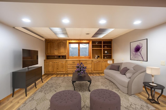 living room featuring light wood-type flooring