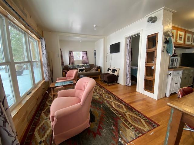 living room with hardwood / wood-style flooring