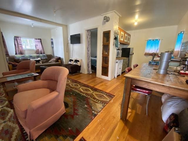 living room with hardwood / wood-style flooring