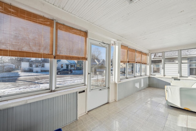 view of unfurnished sunroom