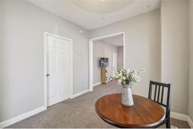 view of carpeted dining room