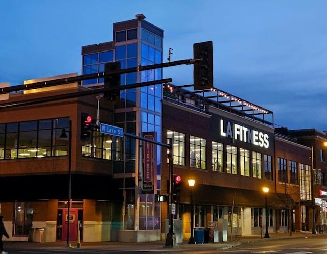 outdoor building at dusk with central AC