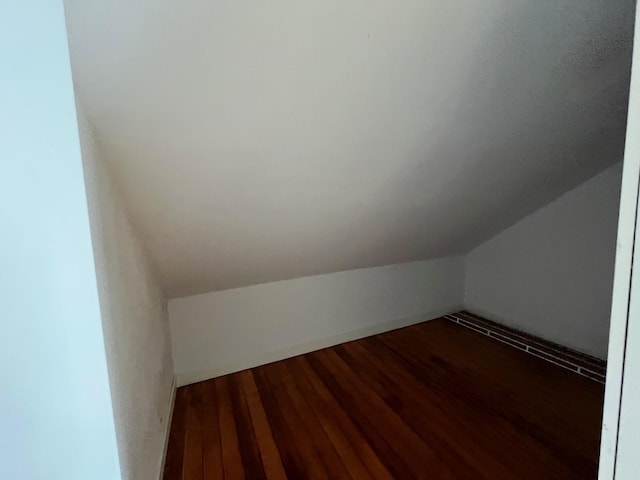 additional living space with dark hardwood / wood-style floors and lofted ceiling