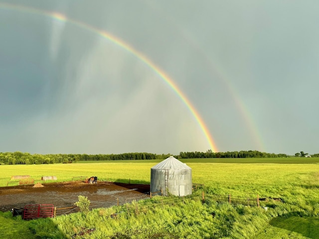 view of yard with a rural view