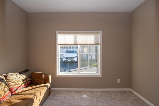 unfurnished room with light carpet